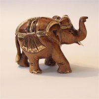 Elefant, geschmückt, Rüssel hoch, dunkel, 7,5 cm