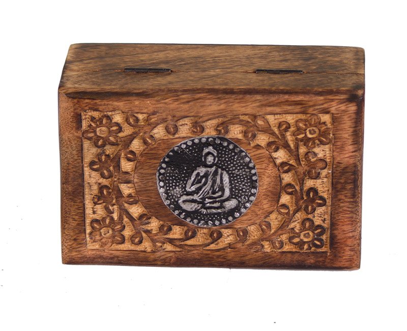 Box- Buddha aus Mangoholz, 15 x 10 cm