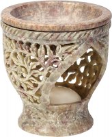 Duftlampe aus Speckstein Pokal mit Elefantenmotiv ca. 9 cm