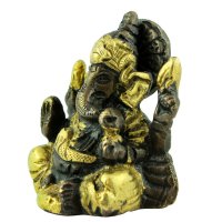 Ganesha aus Messing, sitzend, 2 farbig ca. 5,5 cm