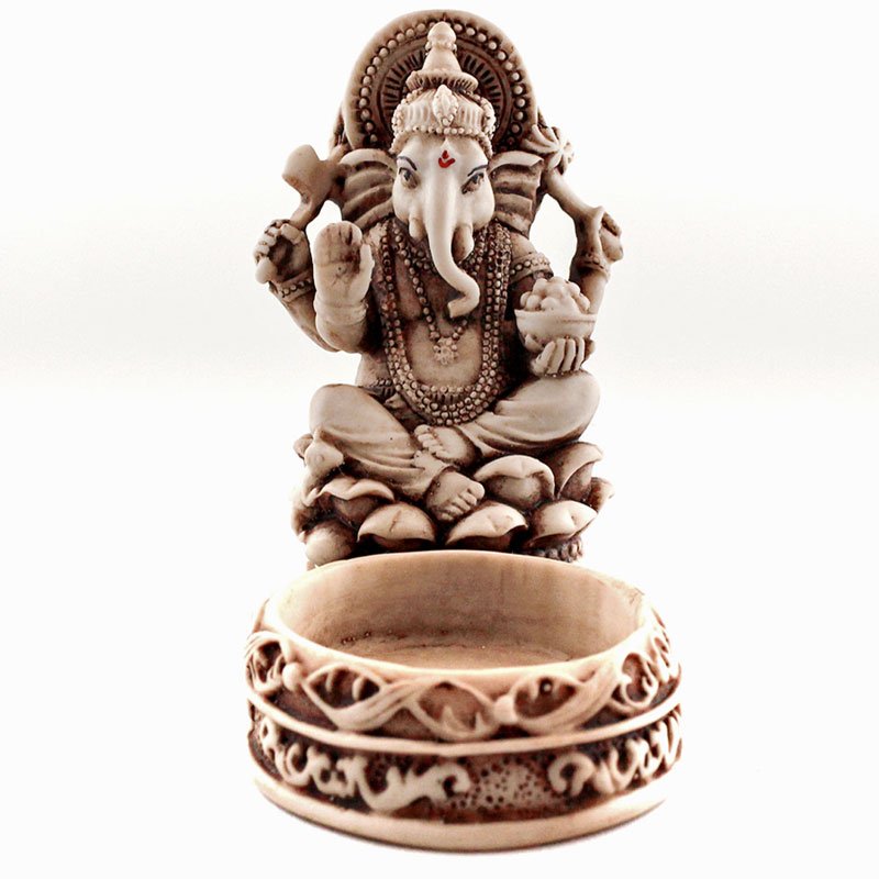 Teelichthalter Ganesha, hell, ca 7 cm