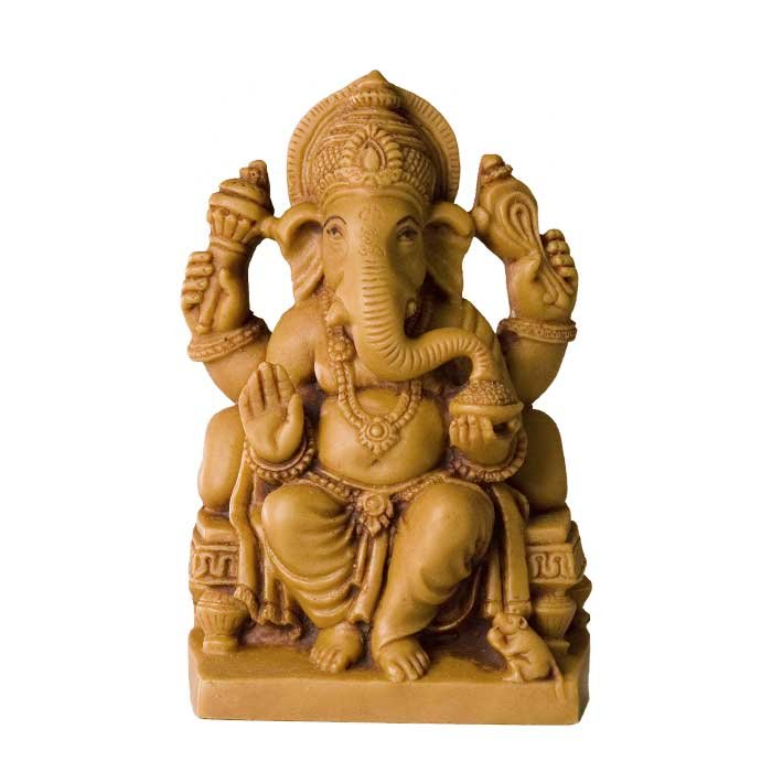 Ganesha auf Thron aus Polyresin, hell ca 12,5 cm