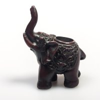 Polyresin: Elefant mit Kerzenhalter, Rüssel hoch