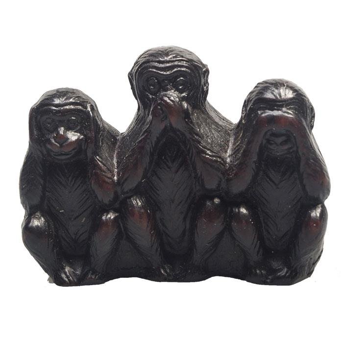 3 Affen der Weisheit aus Polyresin, klein, dunkel